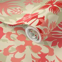 Hawaiian Abstract Quilt Floral - Living Coral