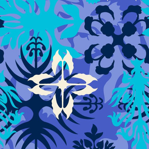 Hawaiian Abstract Quilt Floral - Perwinkle