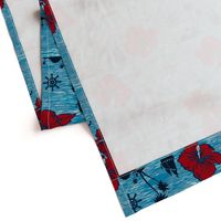 Lahaina Clipper Nautical Tropical in Indigo and Red