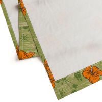 Lahaina Clipper Nautical Tropical in Sage Green and Orange