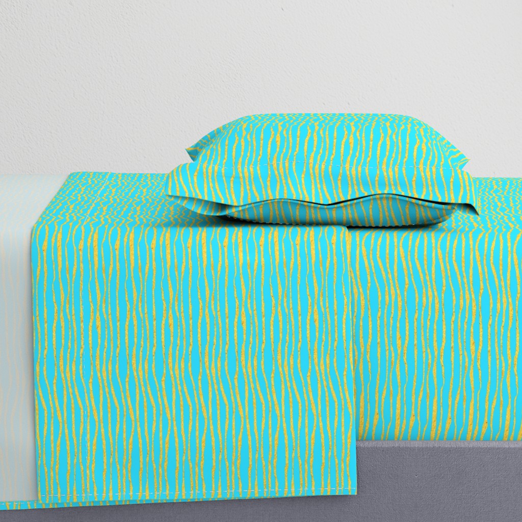 Turquoise and gold stripe//  teal ocean stripe with gold