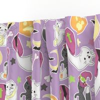 Large Scale Halloween Cats on Purple