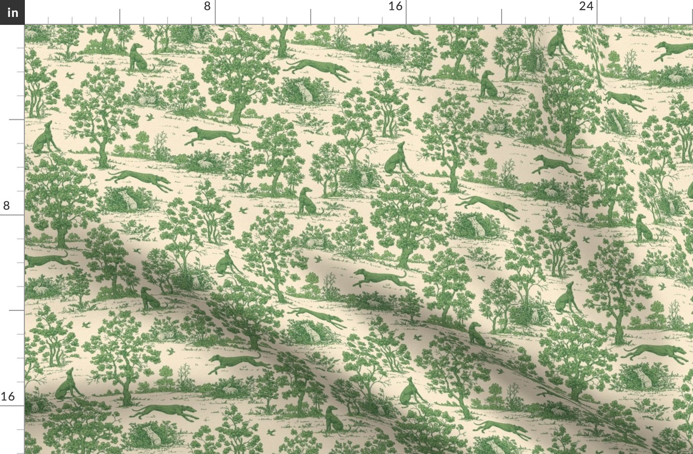 Green Light Antique Greyhound Toile 