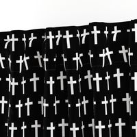 White crosses on black