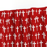 White Crosses on Deep Red