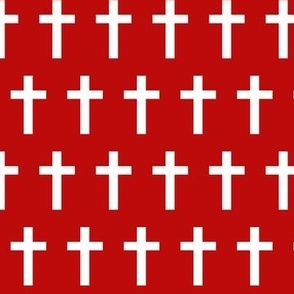 White Crosses on Deep Red