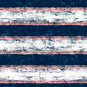 Peachy-Navy Nautical Stripes 8"