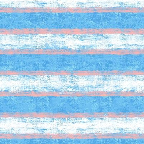 Peach-Sky blue Nautical Stripes 7"