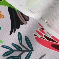 Sunbirds & Proteas On Grey (Large Version)