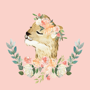 18x18" lion with a floral crown