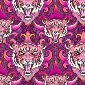 pink tiger damask SMALL SCALE