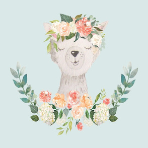 18x18" llama with floral crown