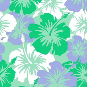 Oversized Hawaiian Hibiscus Floral- Mint Green