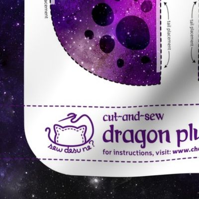 Cut & Sew Plush Dragon Backpack Purple Galaxy
