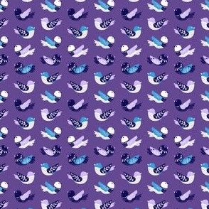 Floral Woodland Purple Birds