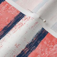 Navy-Coral Nautical Stripes 12"