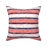 Navy-Coral Nautical Stripes 12"