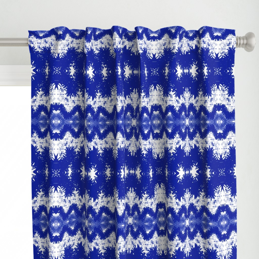 Shibori Wavelengths - blue and white