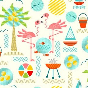 Retro  Flamingo Tropical