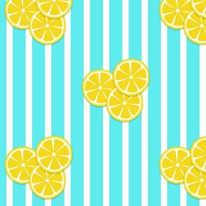 lemon slices on aqua stripes