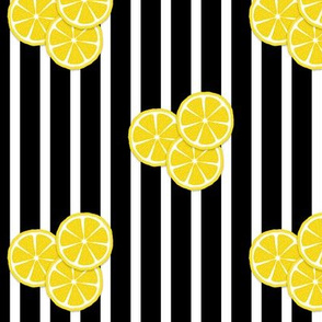 lemon slices on black stripes