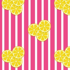 lemon slices on hot pink stripes