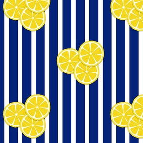 lemon slices on navy stripes