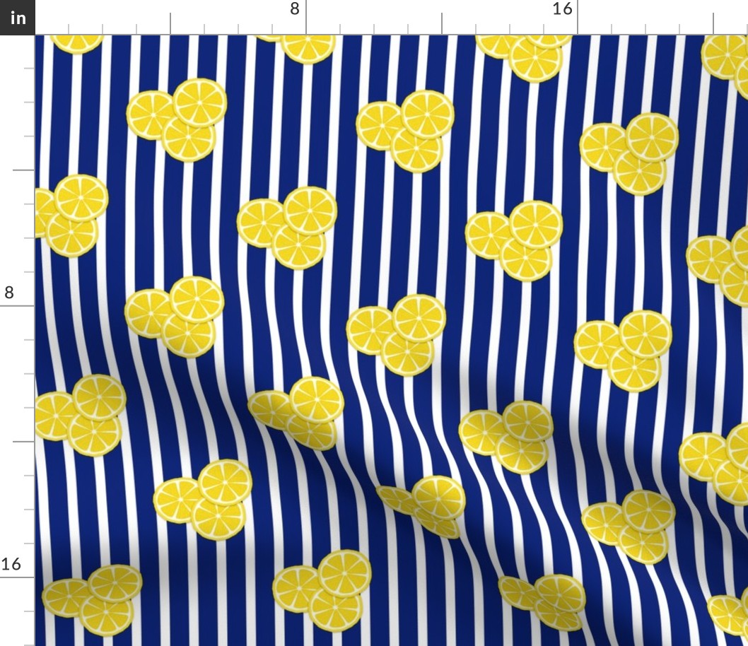 lemon slices on navy stripes