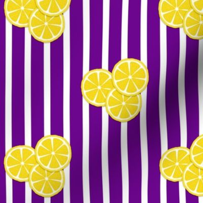 lemon slices on purple stripes