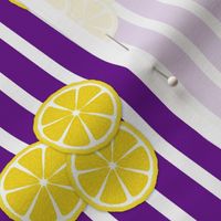 lemon slices on purple stripes