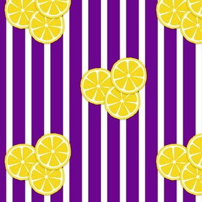 lemon slices on purple stripes