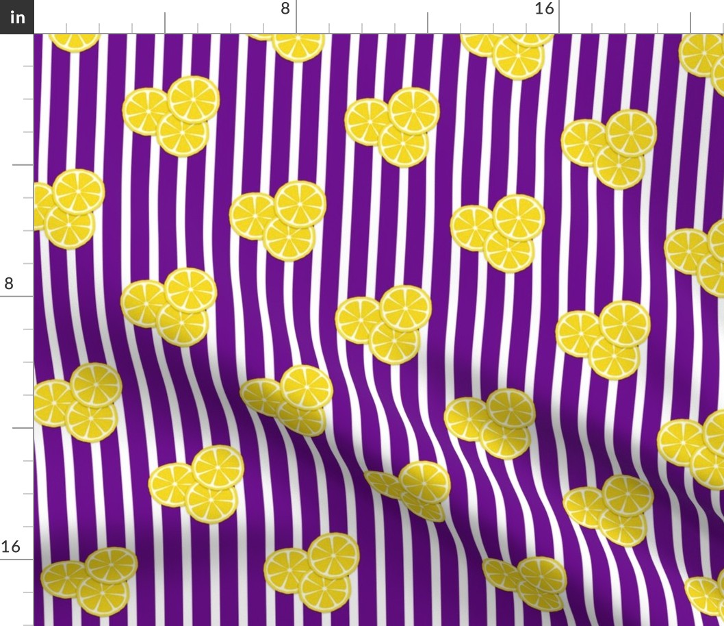 lemon slices on purple stripes