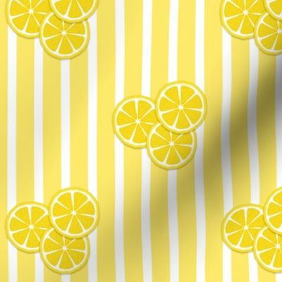 lemon slices on yellow stripes