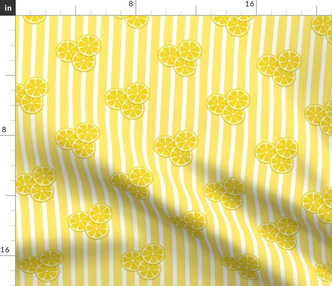 lemon slices on yellow stripes