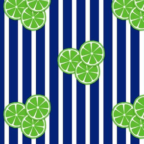 lime slices on navy stripes