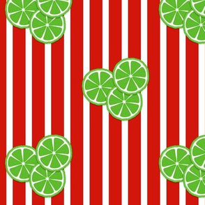 lime slices on red stripes