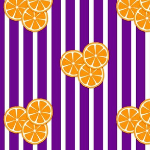 orange slices on purple stripes