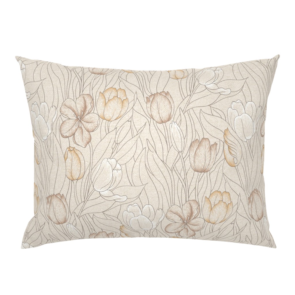 Tulip Garden Linen Canvas Natural White Taupe