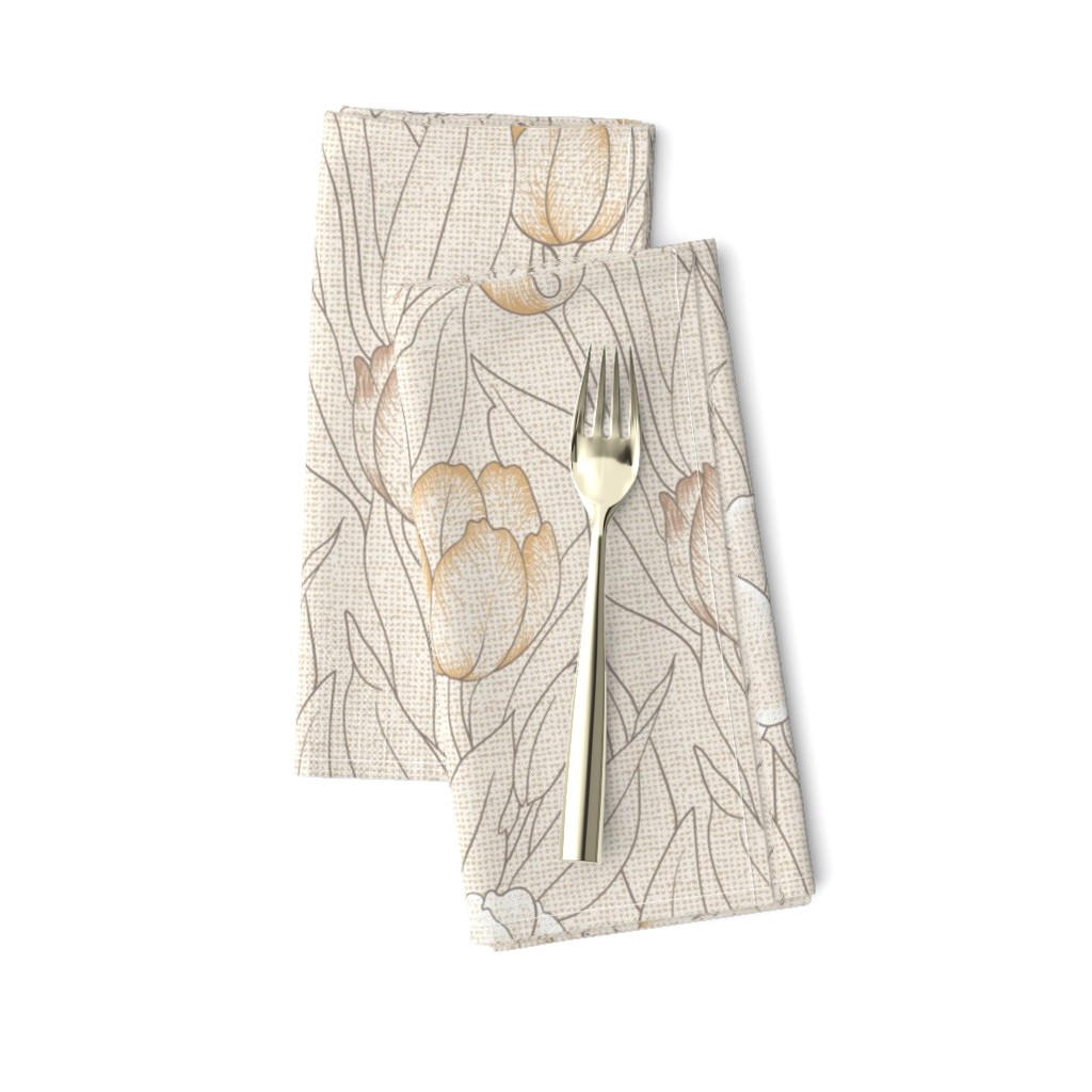 Tulip Garden Linen Canvas Natural White Taupe