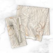 Tulip Garden Linen Canvas Natural White Taupe