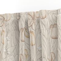 Tulip Garden Linen Canvas Natural White Taupe