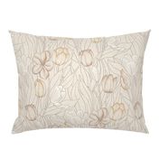 Tulip Garden Linen Canvas Natural White Taupe