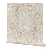 Tulip Garden Linen Canvas Natural White Taupe