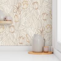 Tulip Garden Linen Canvas Natural White Taupe