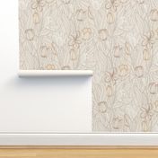 Tulip Garden Linen Canvas Natural White Taupe