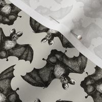 Bats on the run beige background