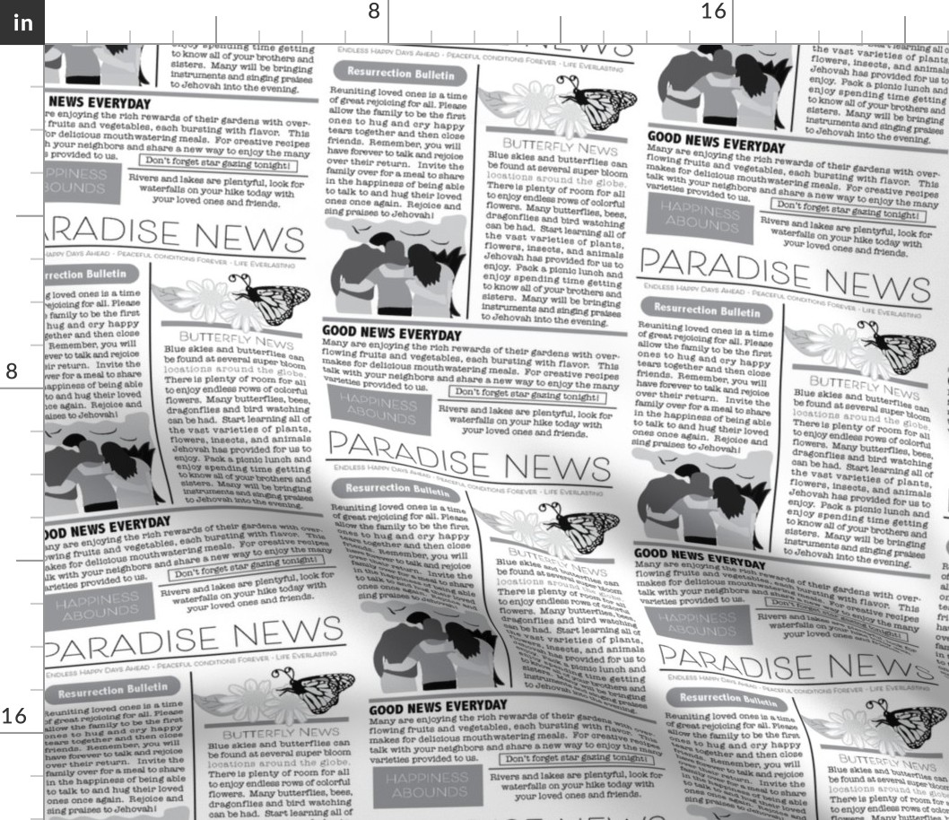 Paradise News Large Print Black and White