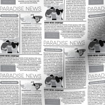 Paradise News Small Print Black and White