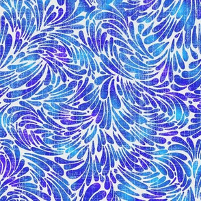 blue water splash on light linen texture