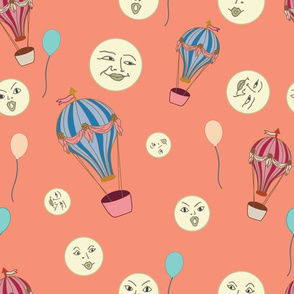 Hot air Balloons in peach